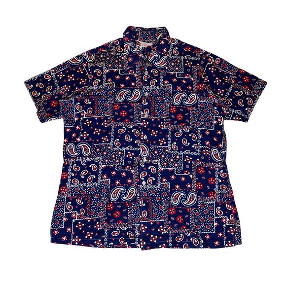 Vintage Cisco Bandana Print Button Up Aloha Shirt Men's 2XL Tall - Picture 1 of 11